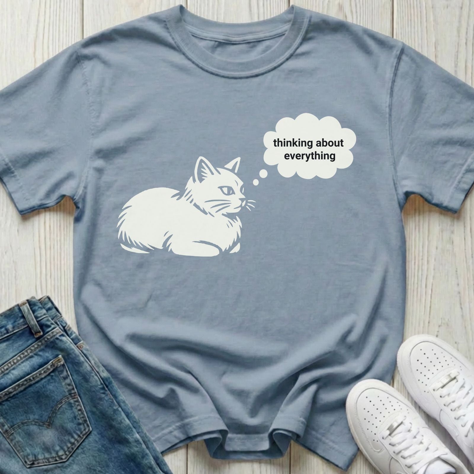 Thinking About Everything Cat T-shirt