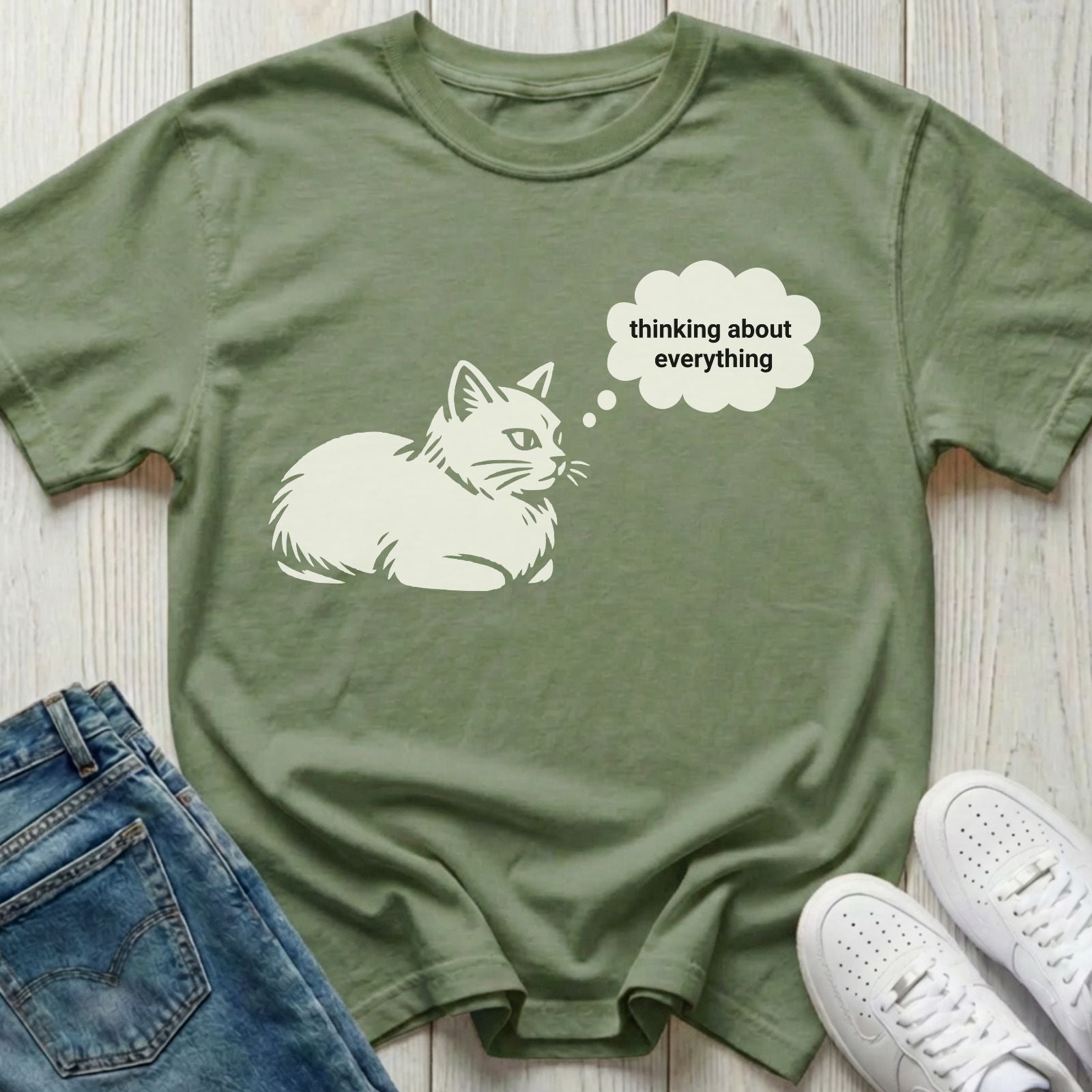 Thinking About Everything Cat T-shirt