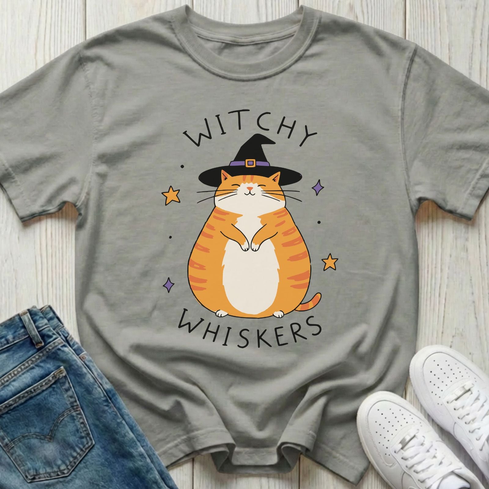 Witchy Whiskers Halloween T-shirt