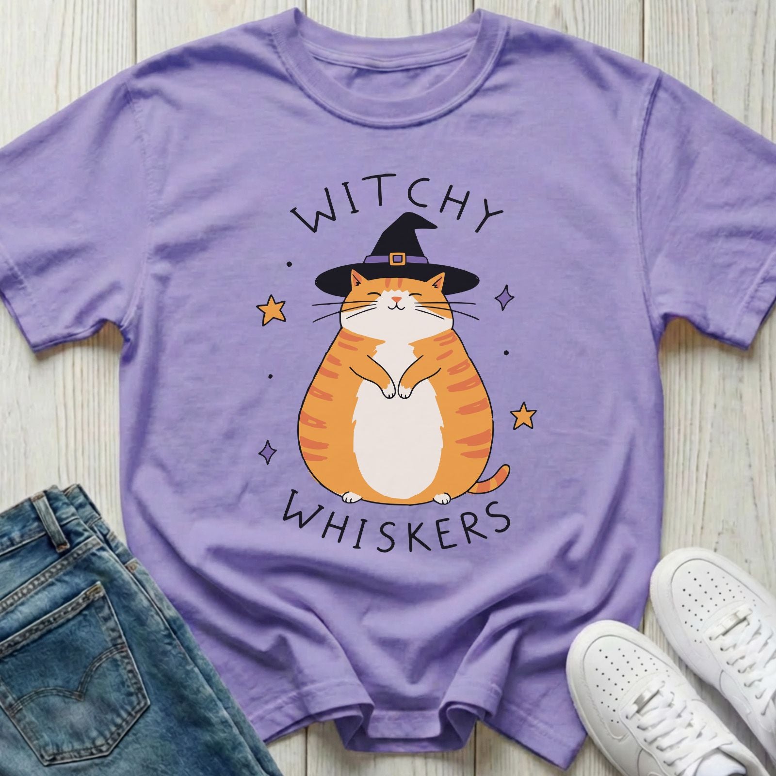 Witchy Whiskers Halloween T-shirt