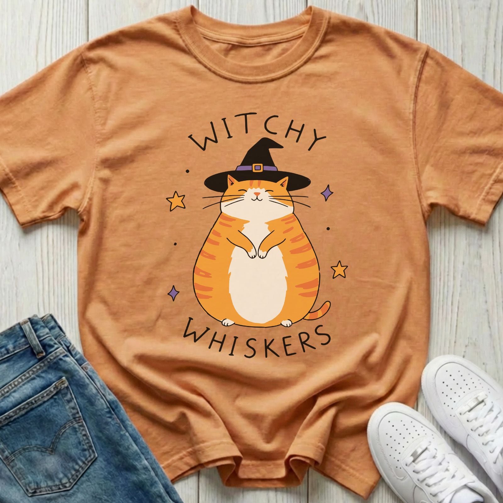 Witchy Whiskers Halloween T-shirt